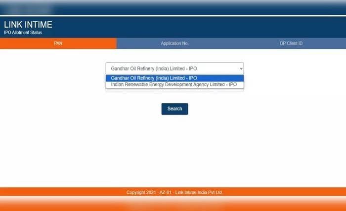 link intime ipo allotment status